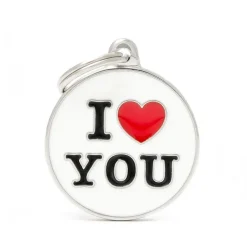 Outlet MYFAMILY Médaille charms I love you pour chien en métal