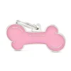 MYFAMILY Médaille classic grand os rose pour chien en acier