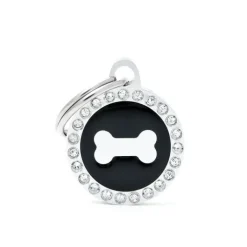 New MYFAMILY Médaille glam petit cercle noir avec os