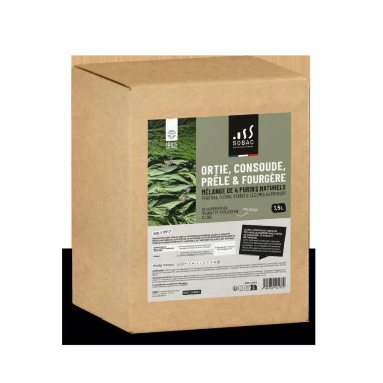 Online SOBAC Mélange de 4 purins naturels ortie, prêle, fougère, cousoude 100 % naturel - 1,5 L