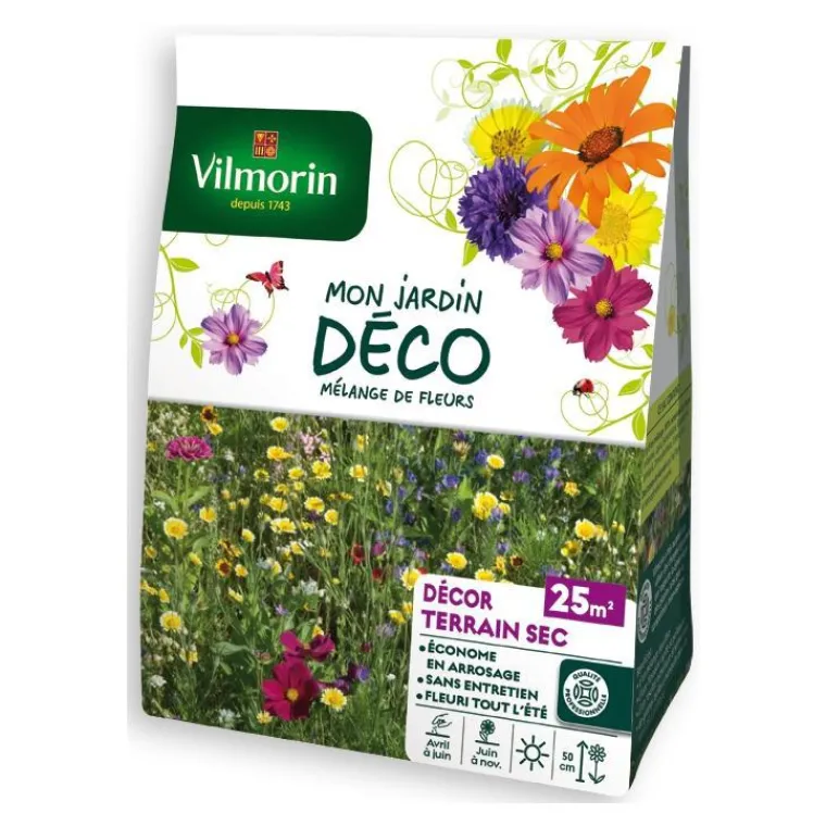 Discount VILMORIN Mélange de fleurs Décor Terrain Sec 25m2