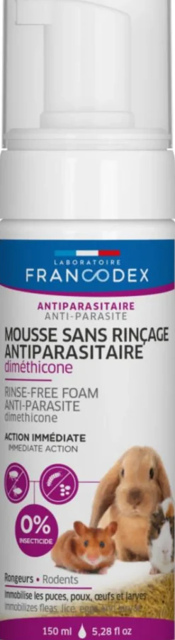 FRANCODEX Mousse sans rinçage antiparasitaire pour rongeur - 150 ml