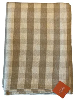 Clearance SAFECO Nappe carrée à carreaux lin doré en PE/coton Celestin - 150 x 150 cm