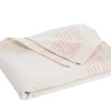 Nappe unie bordure ligne coloris beige en coton - 150 x 250 cm