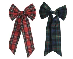 Sale KAEMINGK Nœud long à suspendre en polyester écossais - 35 x 25 cm