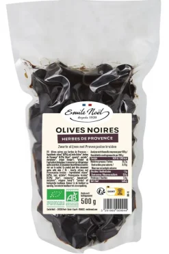 EMILE NOËL Olives noires aux herbes de Provence bio en sachet de 500 g