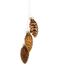 Hot Ornement de Noël à suspendre pomme de pin marron cuivre H 6 x Ø 3 cm