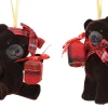 Outlet KAEMINGK Ours brun foncé avec cadeau à suspendre en polystyrène flocké - 6 x 4 x 9 cm