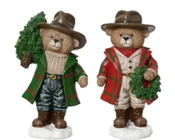 KAEMINGK Ours en résine debout avec sapin ou couronne - 6,5 x 8 x 14,5 cm