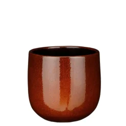 Discount EDELMAN Pablo pot rond coloris marron en céramique - Ø 21 x 19 cm