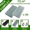 GREEN OUTSIDE Pack complet terrasse composite gris 15 m2