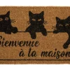 Best Paillasson 3 chats bienvenue coloris noir en coton - 50 x 70 cm