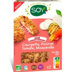 Outlet SOY Pané crousti fondant courgette, poivron, tomate, mozzarella bio – 2 x 80 g