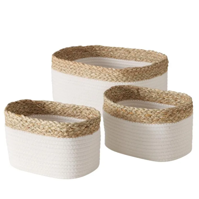 Best BOLTZE Panier en coton et osier naturel Loana taille L - 31 x 24 x 14 cm