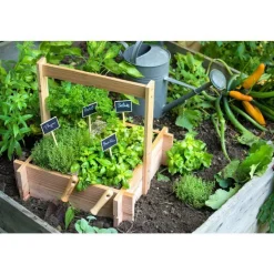 Outlet BOTANIC® Panier potager 4 cases avec anse et feutre géotextile - 52 x 52 x 16 cm