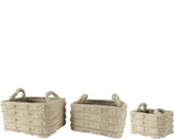 Outlet KAEMINGK Panier rectangulaire en polyester brun clair avec poignées - 40 x 30 x 22 cm