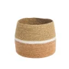 Discount Panière évasée bicolore coloris orange en jonc de mer - 23 x 23 x 21 cm