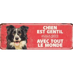 Clearance D&D HOME Panneau d'avertissement chien coloris rouge en métal galvanisé - 40 x 13 x 0,3 cm