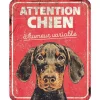 D&D HOME Panneau d'avertissement dobermann coloris rouge en métal galvanisé - 25 x 20 x 0,3 cm