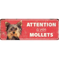 Outlet D&D HOME Panneau d'avertissement terrier coloris rouge en métal galvanisé - 40 x 13 x 0,3 cm