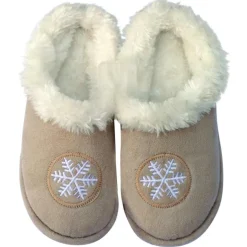 Hot Pantoufles d’intérieur fourrées à motif flocon unisexe