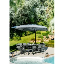 Discount ROYAL GARDEN Parasol déporté anthracide octogonal Royal Deluxe - 3 x 3 m
