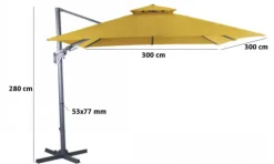 Sale Parasol déporté bio, orientable et inclinable, gris - PROLOISIRS NH - 3x3m