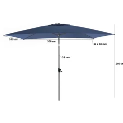 New PROLOISIRS Parasol gris et bleu à manivelle inclinable - 3 x 2 m