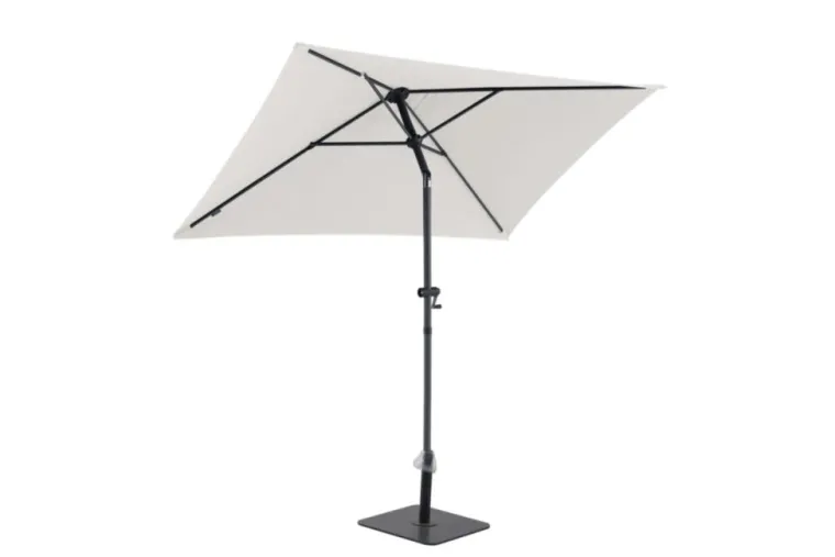 Online Parasol rectangulaire à manivelle coloris beige en aluminium et polyester - 210 x 150 cm