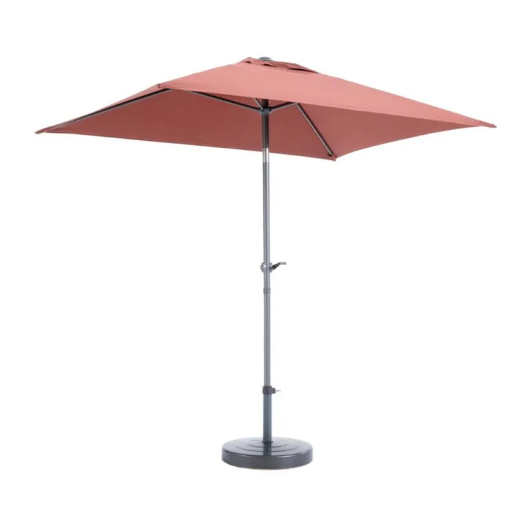New Parasol rectangulaire à manivelle coloris orange en aluminium et polyester - 210 x 150 cm