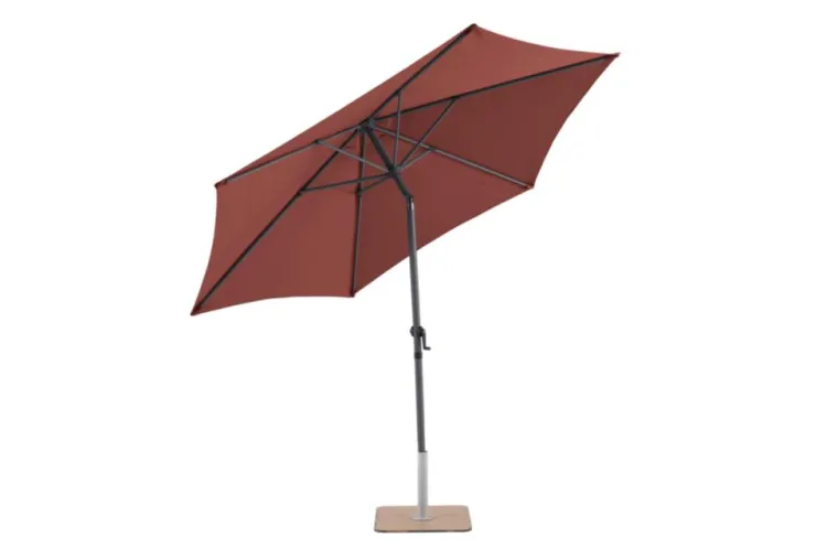 Best Parasol rond à manivelle coloris rouge en aluminium et polyester - Ø 270 cm