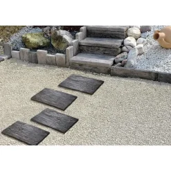 Discount HAIRIE GRANDON Pas de cheminement rectangle en béton coulé ton ardoise aspect schiste - 40 x 29 cm