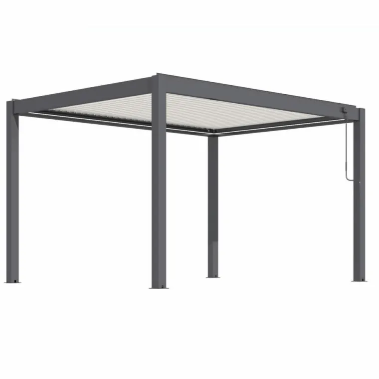 Outlet Pergola bioclimatique manuelle STAR LED 3x4m Grey/Blanc - PROLOISIRS