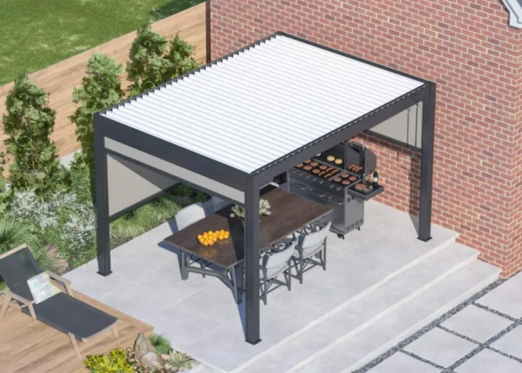 Outlet Pergola bioclimatique manuelle STAR LED 3x4m Grey/Blanc - PROLOISIRS