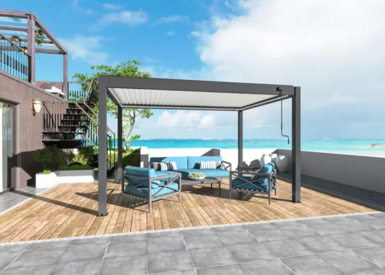 Outlet Pergola bioclimatique manuelle STAR LED 3x4m Grey/Blanc - PROLOISIRS