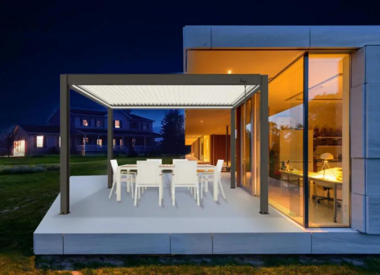 Outlet Pergola bioclimatique manuelle STAR LED 3x4m Grey/Blanc - PROLOISIRS