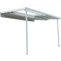 Clearance COULEURS DU MONDE Pergola en aluminium et polycarbonate coloris blanc mat modèle Odessa - 3 x 3,60 x 2,65 m