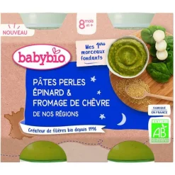 Online BABYBIO Petits pots pour bébé dès 8 mois pâtes, épinards et fromage de chèvre Bonne nuit Mes 1ers morceaux fondants – 2 x 200 g