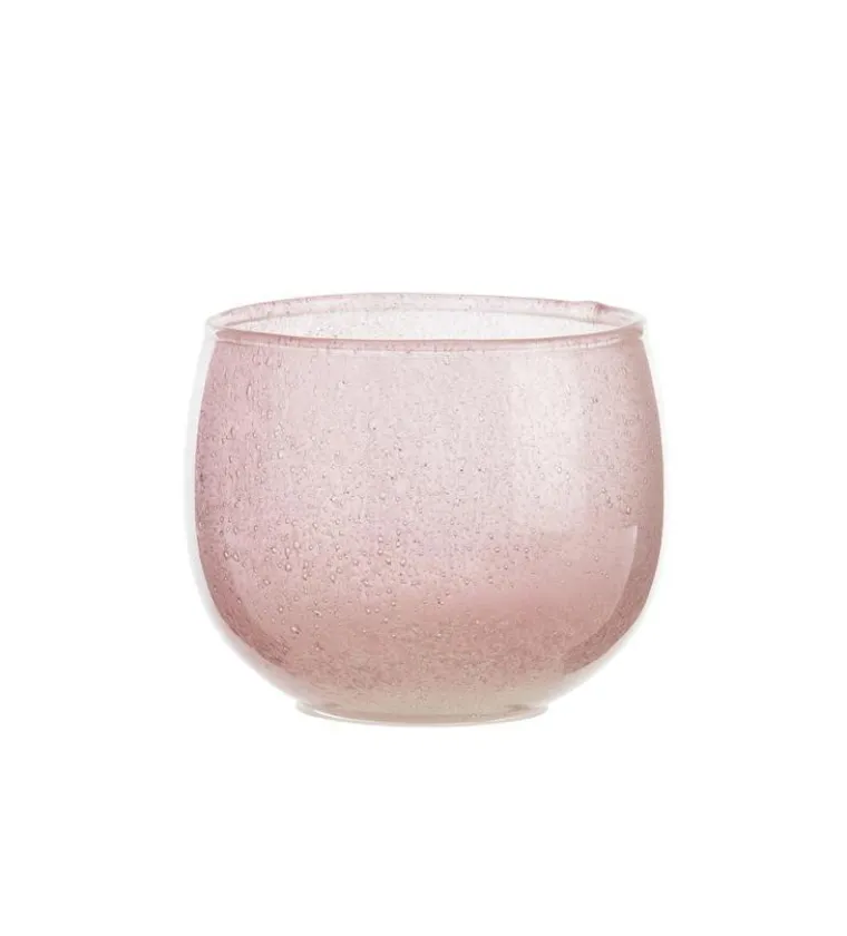 Clearance Photophore rond coloris rose en verre - 8 x 9,5 cm