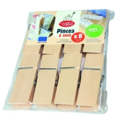 Clearance LA DROGUERIE ÉCOLOGIQUE Pinces pour sac à vrac en bois de hêtre La Droguerie écologique - 8 pinces