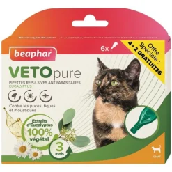 Outlet BEAPHAR Pipettes antiparasitaires pour le chat coloris blanc VETOpure – 6 x 1 ml dont 2 offertes