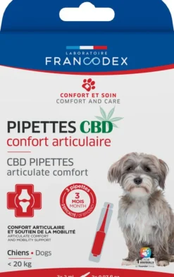 Hot FRANCODEX Pipettes CBD pour chien de moins de 20 kg confort articulaire - x 3 de 2 ml