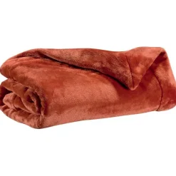 Hot VIVARAISE Plaid microfibre coloris caramel en polyester Tender – 150 x 200 cm