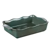 New BASTIDE Plat à four rectangulaire en porcelaine vert Ely - 36 x 21 x H 8 cm