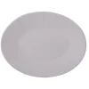 Discount Plat de forme ovale Bohem coloris blanc en grès - 41,5 x 32 cm