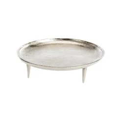 Best Plateau rond sur pied en aluminium argent - Ø 34,5 x H 10 cm