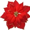 Hot KAEMINGK Poinsettia en polyester rouge avec bord et cœur or à paillettes - Ø 24 x H 7 cm