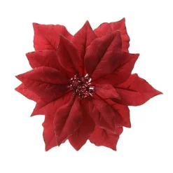 Poinsettia en tissu rouge sur clip D 24cm