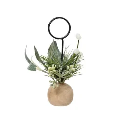 Best KAEMINGK Porte-carte coloris vert avec boules en bois, pommes de pin, eucalyptus et paillettes Mordern – 13 x 7 x 7 cm