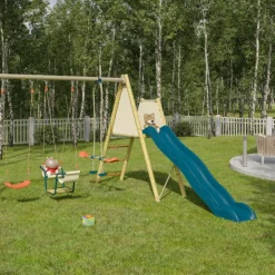 New ALÉO BY TRIGANO Portique 2 balançoires 1 nacelle en bois et métal Trigano - 2,32 m